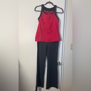 VSX Victoria secret size small( Red Flare-Fit pants and sport top with support